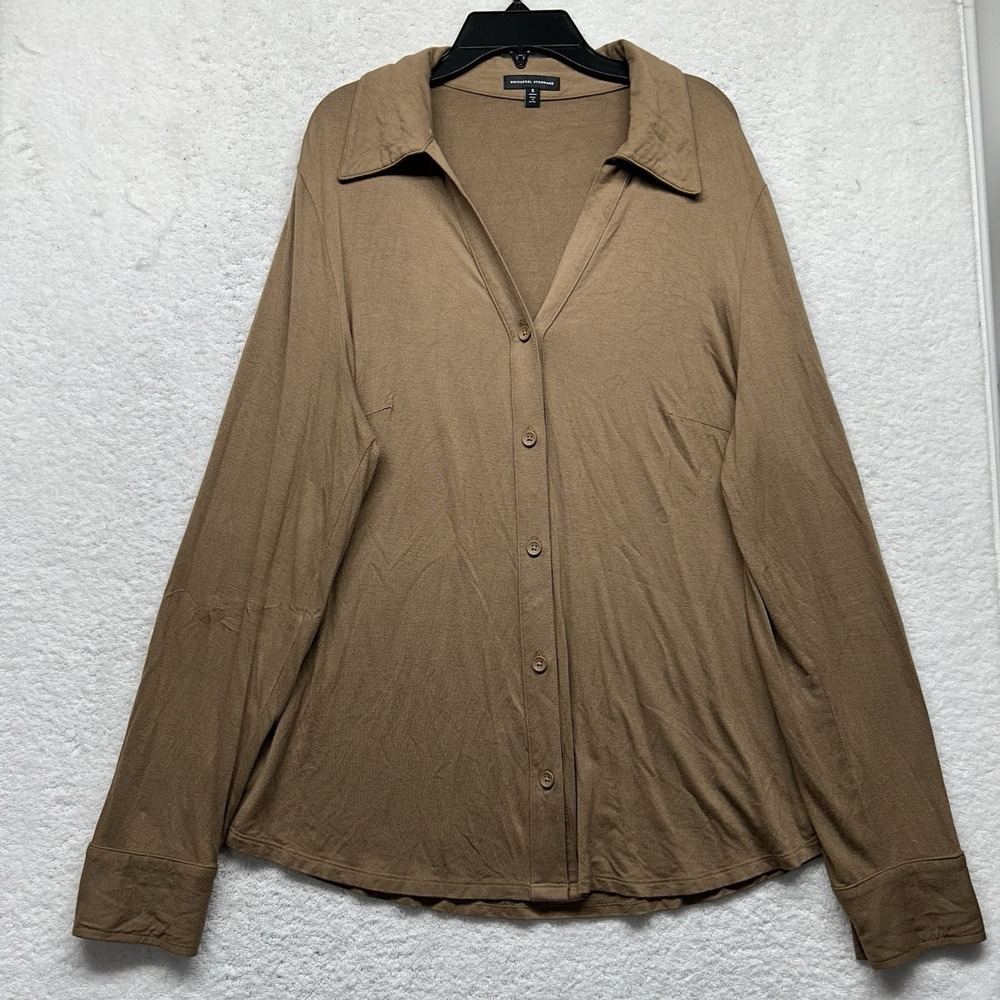 Universal Standard Womens Size S Brown Long Sleeve Brown Button Up Top (T9)